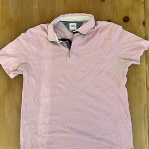 Zara Men's Pink Polo Shirt